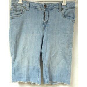 Faded Glory Womens Sz 12 Blue Light Washed Cutoff Bermuda Denim Shorts W32xL12